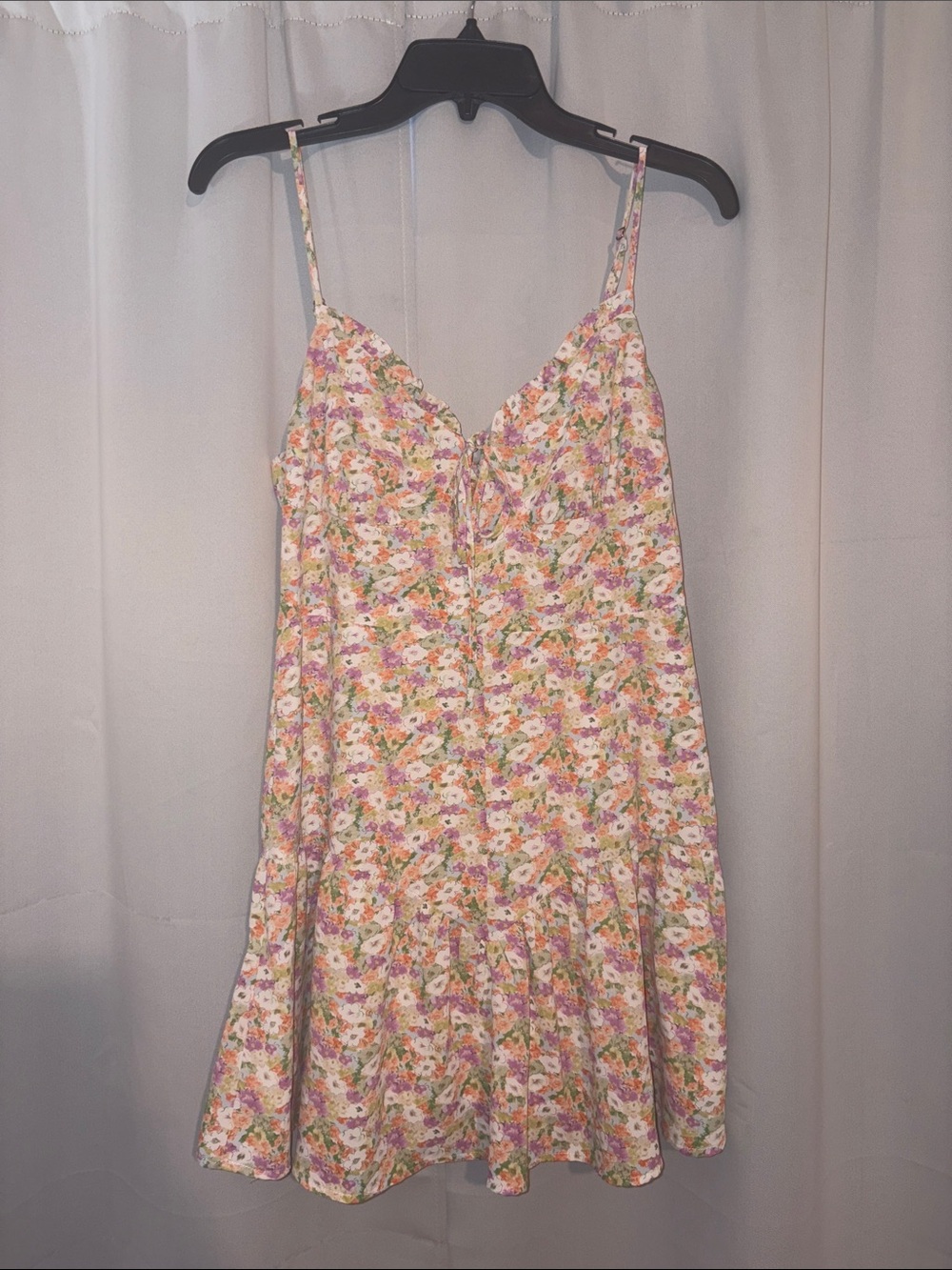 La Hearts Pink Floral Spaghetti-Strap Mini Dress